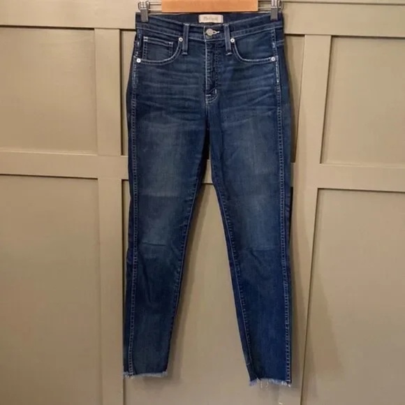 Madewell Slim Straight High Rise Jeans Raw Hem Size 26 - Picture 10 of 10